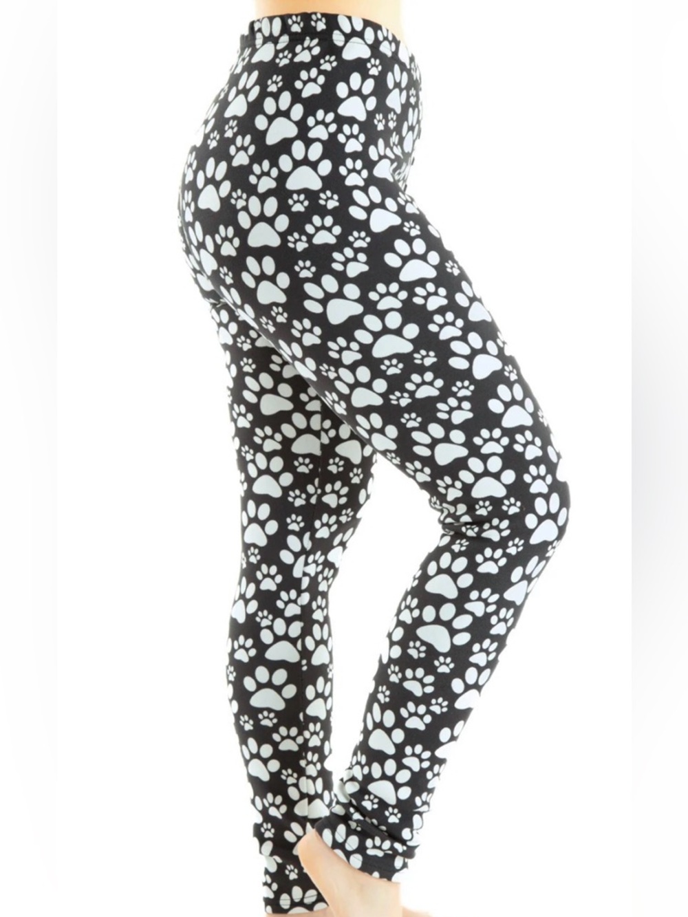 NWT Just Cozy Lined Leggings - White Paw Print on black - Super Soft & Warm 🐾